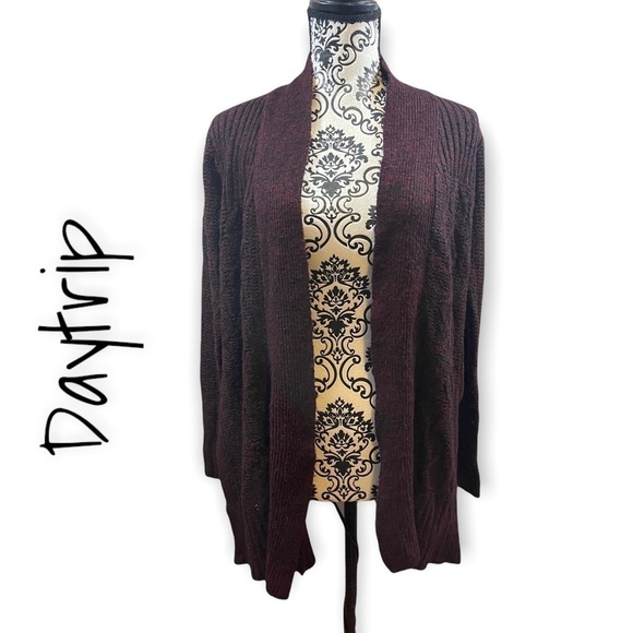 DAYTRIP burgundy/maroon marled cardigan. Size small - Picture 1 of 9